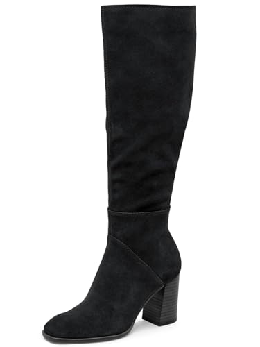 Coutgo Womens Knee High Boots Square Toe Chunky Block Heel Side Zipper Faux Suede Long Boots Fall...