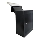 Plugsharge Through-The-Wall Drop Box with Rainproof Cover | Heavy Duty Through Wall Mailbox with 10-Inch Adjustable Chute | Rainproof Locking Drop Safe for Mail, Rent, Checks, Cash, and Keys, Black
