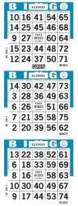 United Novelty 3 tarjetas de papel de bingo con borde azul vertical, paquete de 500 hojas