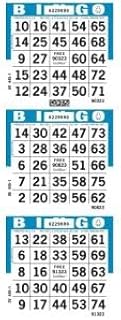 3 on Vertical Blue Border Bingo Paper Cards- Pack of 500 Sheets