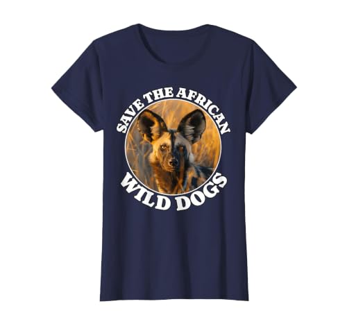 African Wild Dog Save African Wild Dog T-Shirt, Women, Navy Blue, XX-Large