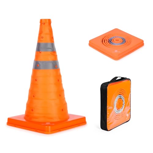 Cône de sécurité routière rétractable de 45 cm à haute visibilité réfléchissante