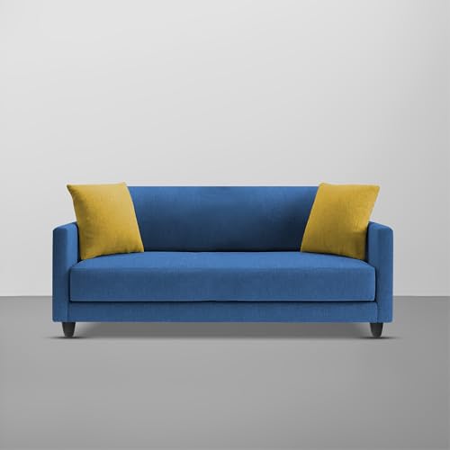 Image of Casaliving Dominic 2 Seater Sofa Set for Living Room (Blue Fabric) Premium Fabric Sofa