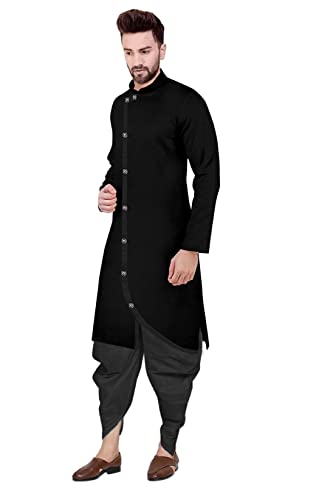 Image of Trustous Mens Cross Kurta Dhoti Set In Cotton