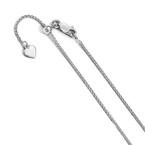 Jewelryweb - 925 Sterling Silver Italian 1.3mm Adjustable Wheat Spiga Chain Necklace - Adjusts up to 30 Inches - Rhodium-plated