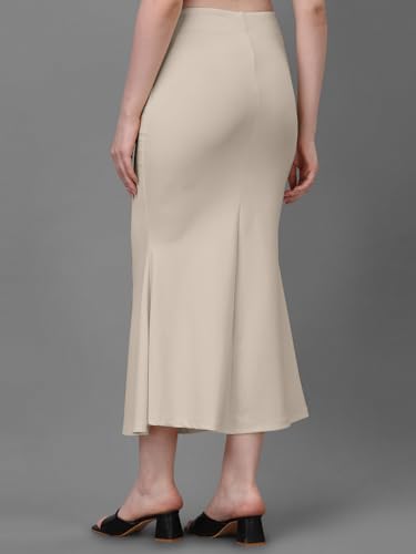Image of Women's Saree Shapewear Petticoat, Cotton Blend Stretchable Mermaid Skirt, High Waist Tummy Control, Smooth Curve Fit with Adjustable Drawstring