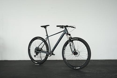 Image of United Clovis 6.2 29T Adult Mountain Bike with 1x12 Shimano Deore Drivetrain, SR Suntour XCR 32 Boost Suspension Fork, Shimano MT201 Hydraulic Disc Brakes (Grey Blue)