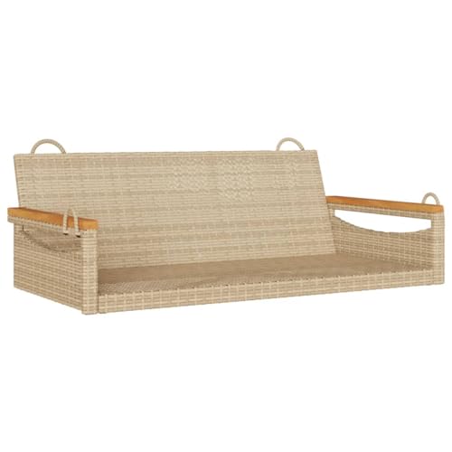Makastle Balancelle en Résine Tressée Beige 109 x 62 x 40 cm, 8,4 kg, Capacité 110 kg