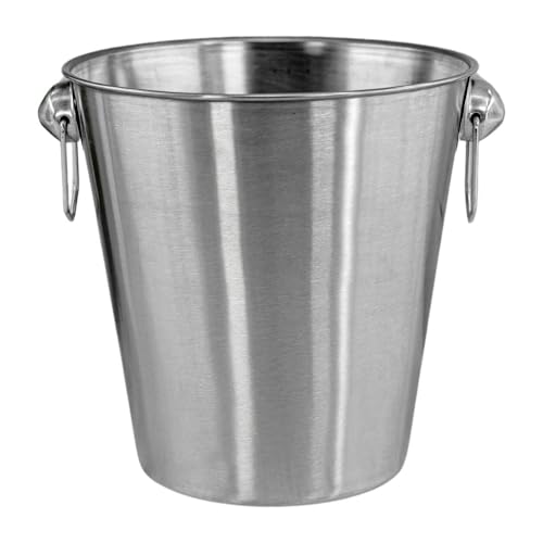 GEEZY Stainless Steel Ice Bucket with Handles, Premium Wine Cooler, Champagne & Beer Bucket for Parties, Stylish Bottle Cooler for Events, Durable Silver Design, 21cm Height