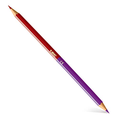 Lápis de Cor Sextavado Bicolor BIC, 7422104, 12 Lápis/24 Cores Vibrantes + 1 Apontador, Aponta Fácil