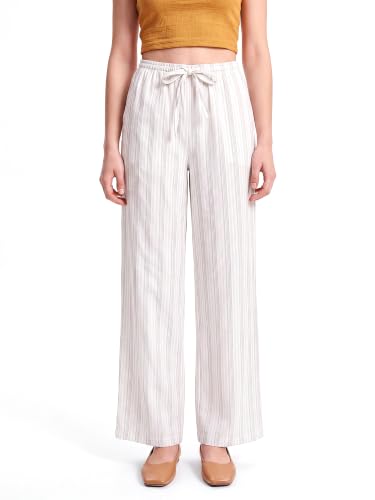 Image of PURVAJA Women's Comfort Wide Leg Full Length Flat-Front Printed Trouser