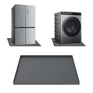 lisetar Mini Fridge Silicone Mat 60x60cm, Floor Protector with 0.8Inch Raised Edges, Washing Machine & Freezer Drip Tray, Dryer Drip Pan, Wine Cabinet & Coffee Machine Floor Mat(Dark Gray)