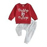 Valentine 's Day Outfit Clothes Set Infant Toddler Baby Girl Long Sleeve Sweatshirt and Pants Set (Red, 12-18 Months)