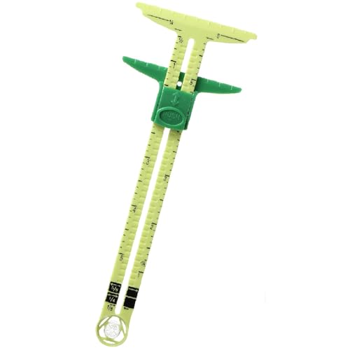 Image of 5-In-1 Sliding Sewing Gauge And Hem Ruler, Green | Plastic T-Shaped Ruler Adjustable From 0 To 5 Inches For Seam Allowance, Button Holes, Hem Marking, Quilting And DIY Crafts