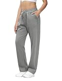 Aseniza Women Jogging Bottoms Tracksuit Joggers Activewear Trousers Straight Leg Ladies Activewear Trousers with Drawstring Straight Leg Grey-M