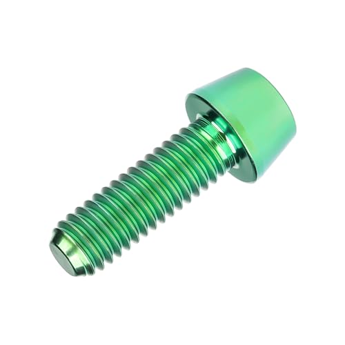Image of Titanium Ti Bolt M5x9 16 18 20 25 30 35 40 45 50 55 60mm Tapered Head Screws Pack of 4 (M5x18mm, Green)