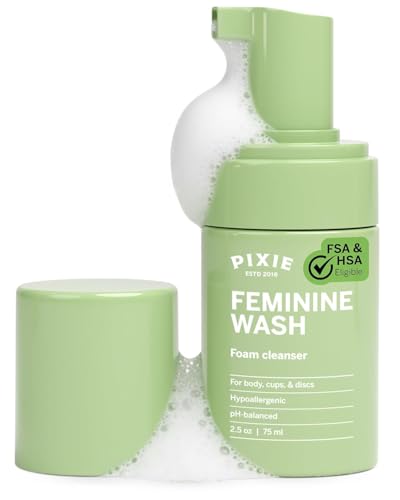 Pixie Feminine Wash Healthy Foaming Cleaner with Natural Ingredients More Foam Wash in Bottle Than Any Other Brand pH Balanced & Plant Based for Your Menstrual Cups and Discs 2.5 Fluid oz
