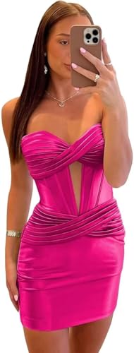 Loyeloy Short Homecoming Dresses for Teens 2025 Strapless Bodycon HOCO Dress Prom Evening Gowns