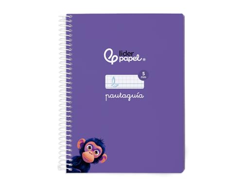Liderpapel Quaderno a spirale din a5 pguida copertina morbida in cartone 40 fogli 90 gr quadro pautato 5 mm con margine colore lilla - Unità -