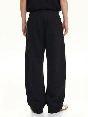 Image of Mens Baggy Sweatpants Wide Leg Casual Elastic Waist Drawstring Athletic Loose Jogger Fall Sweat Pants with Pockets