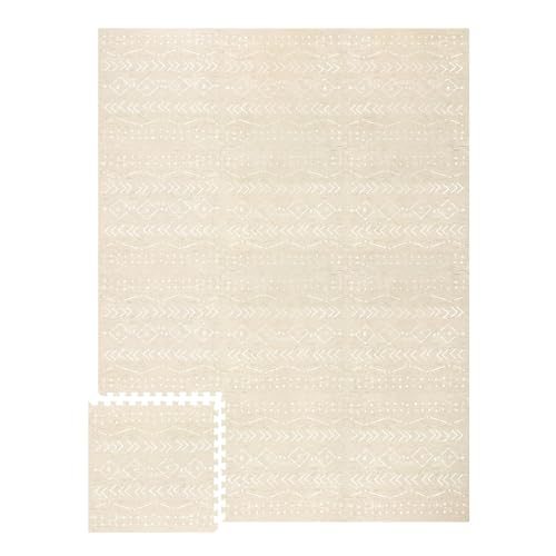 Image of Lillefolk Baby Play Mat for Floor – 6x8ft Beige | Soft Non Toxic Premium EVA Foam Tiles for Tummy Time, Crawling & Playroom – Waterproof Interlocking Floor Mat for Babies & Toddlers (12 Tiles)