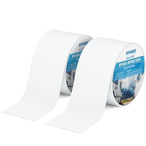 Image of Kohree RV Roof Tape 2 Pack, 4 Inch x 50 Foot RV Sealant Tape White for Roof | RV Repair Sealant Tape, UV Resistant, Weatherproof, Boat Sealing, Truck, Camper