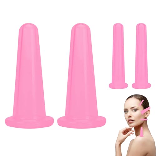 BOULESENM Schröpfgläser Silikon Gesicht, 4 Stück Facial Cupping Schröpfen Silikon Schröpfen Therapie für Gesichtsmassage,Anti-Cellulite Massagebecher für Muskelentspannung,Blutzirkulation