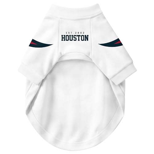 Image of Houston Dog Clothes Jersey Style Personalized Pet T Shirt with Custom Name Number for Small Medium Large Dogs