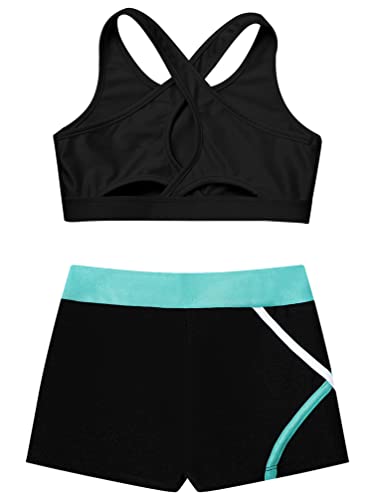 Girl Sport 2 Piece Outfits Sleeveless Crop Tops Booty Shorts Running Training Athletic Clothes Yoga Dancewear4