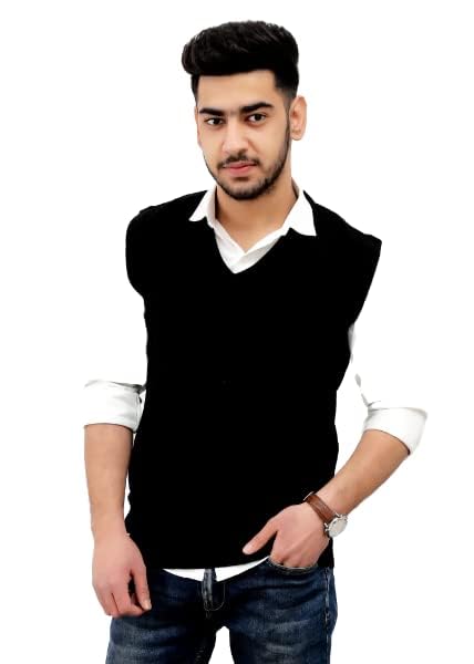 Image of Men Sleeveless Office Uniform Sweater - Daffodil