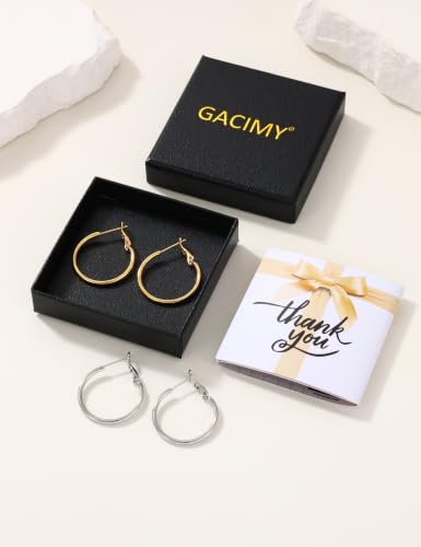 Image of Gacimy Gold Hoop Earrings for Women, 14K Gold Plated Thin Hoops