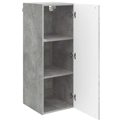 Armario de pared vertical gris hormigón mueble auxiliar con estantes de madera 4