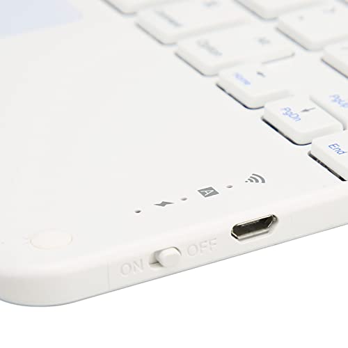 Ultracienka Bezprzewodowa Klawiatura Bluetooth z Wbudowanym Panelem Dotykowym, Cicha Ergonomiczna Lekka Przenośna Klawiatura Wielokrotnego ładowania, do Smartfonów, Tabletów, Laptopów(Biały)
