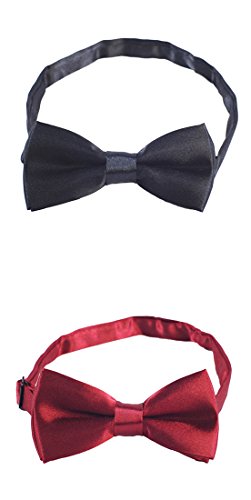 Gele Multicolor Boy Adjustable Costume Party Bow Tie (Wine Red+Black)
