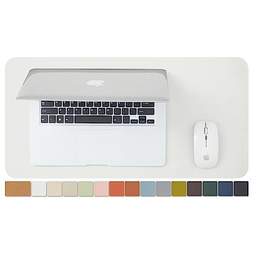 ナチュラルコルク &PU両面デスクマット、大型マウスパッド、デスクプロテクター、防水キーボードマット、オフィス/家庭/ゲーム/装飾に最適（白い、60cmx30cm）