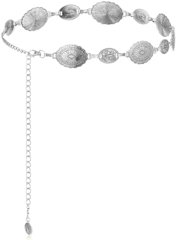Western Metal Oval Concho Chain Belt for Women Cowgirl Boho Vinta...