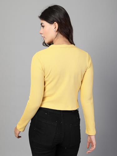 Image of Rigo Casual Wear V Neck Rib Knit Top for Women | Slim Fit Long Sleeves Western Tops for Women
