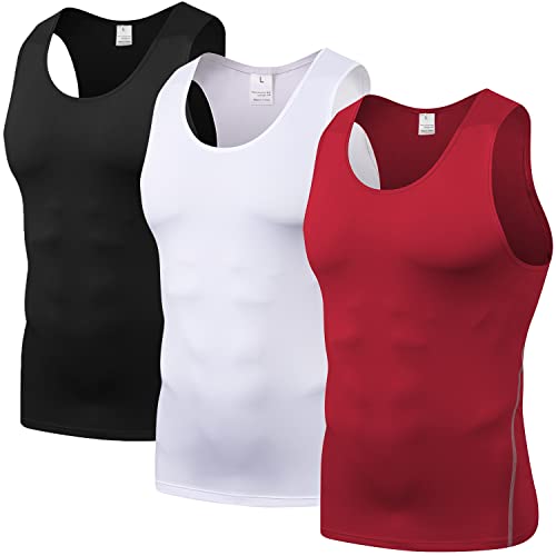 1/3 Pack Men's Athletic Compression Shirts Tank Top Dry Fit Sport Baselayer T-Shirt Running Gym Undershirts Sleeveless #TOP7