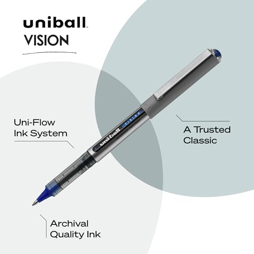 Image of uniball Vision Rollerball Pens, Fine Point (0.7mm), Assorted Colors, 8 Pack