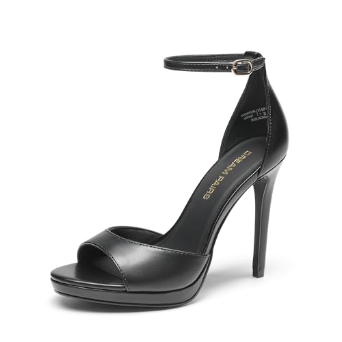 DREAM PAIRS Women's Heels, High Stilettos Ankle Strap Sexy Comfort Dress Shoes Wedding Bridal Pumps Sandals 6 Black-pu