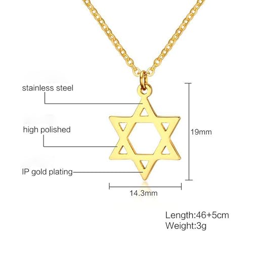 AILUOR 18K Gold Plated Megan Star of David Pendant Necklaces, Six Pointed Megan Star Jewelry for Women/Men Hip Hop Jewelry4