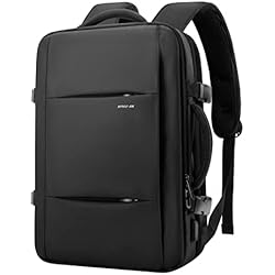 Maletas Ejecutivas Para Mujer Mochila Hombre Mujer Expandible 22-35L para Portátil Laptop Ordenador 17.3'' con carga USB Mochila Escolar Causal Impermeable Antirrobo para Viaje Ciclismo Deporte Senderismo-Negro
