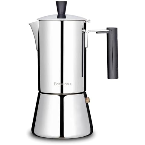 Easyworkz Pedro Stovetop Espresso Maker 6Cup 300ml Stainless Steel Italian Coffee Machine Maker Moka Pot Induction Espresso Pot Cover