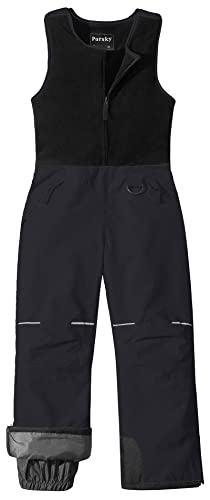 Pursky Pantalones de nieve para niñas, pantalones de esquí de invierno aislados, impermeables, pantalones de nieve de forro polar para snowboard, overoles de nieve, NEGRO, 8