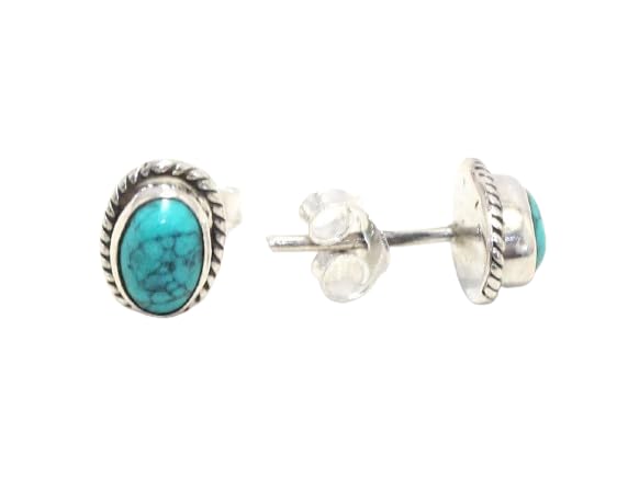Rajasthan Gems Stud Earrings Tops 925 Sterling Silver Women Natural Turquoise Gem Stone Handmade Gift i25 (B0D1KRZCC6) Amazon Price History, Amazon Price Tracker