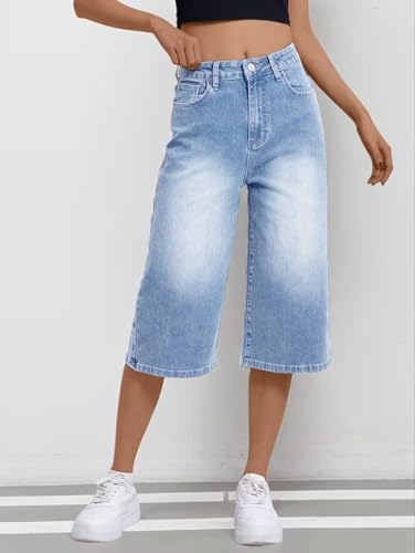 Image of Nifty Women's Denim Stretchable Baggy Fit Capris