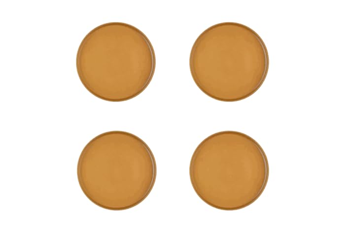 Bjorn BJ-SPSCOC26 Assiettes SCANDI en Grès Recyclé, Jaune Ocre, 21,5 cm, Set de 4, Compatible Lave-vaisselle et Micro-ondes