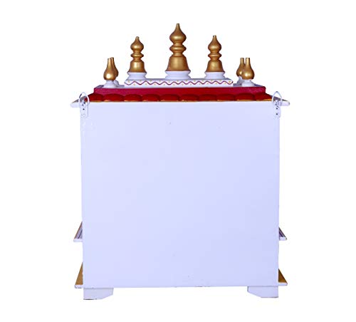 Kamdhenu art and craft Wood Home Temple (18 x 12 x 24 inch, Orange)