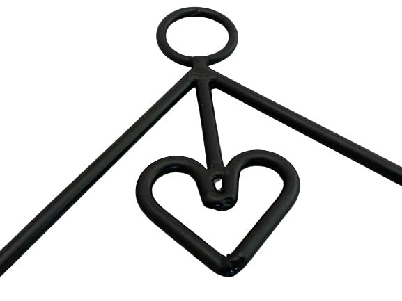 Rolling PIN Rack with Heart - Solid Wrought Iron Kitchen Wall Mount Holder Amish Handcrafted USA