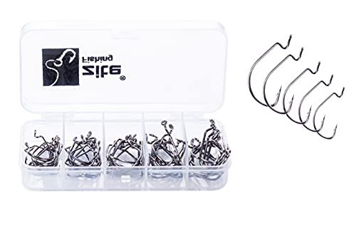 Zite Fishing Offset-Haken Set - 50 STK Angelhaken Sortiment #2-3/0 - Gummiköder Haken für Jigs, Creature Baits…